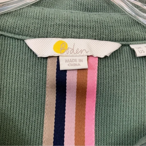 Boden Knit Long Sleeve Quarter-Zip Sage Green Midi Dress - Picture 2 of 10